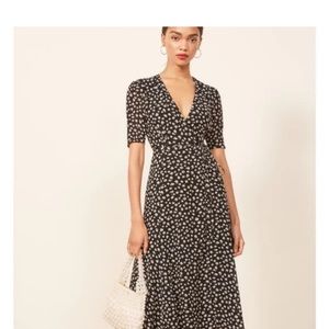 Reformation floral midi wrap dress lucky